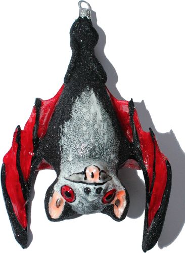 Fledermaus hängend rot/schwarz / Hanging Bat red black