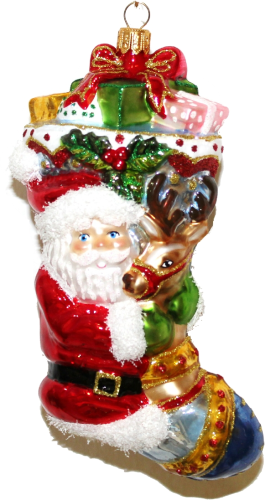 Xmas Stocking: Strumpf Santa mit Rentier