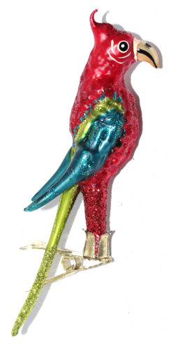 Papagei (rot) auf Clip